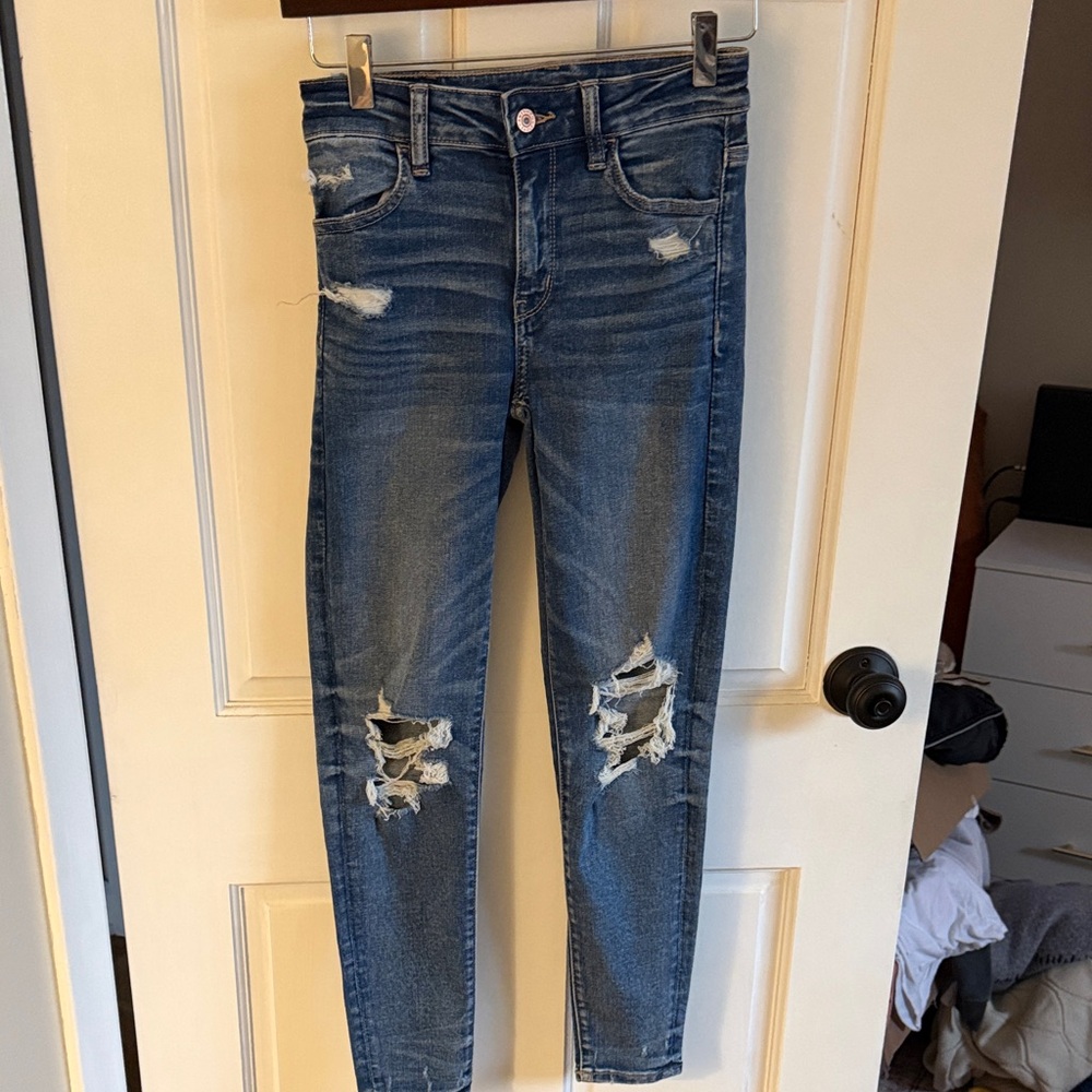 American Eagle Outfitters Ripped Blue Skinny Jeans